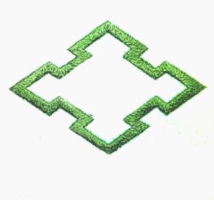 刺繍家紋の外郭としての折り入り菱